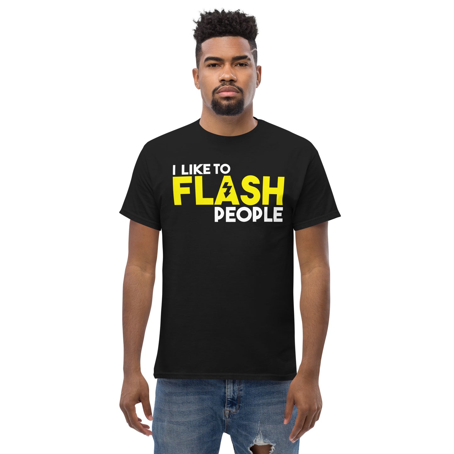 T-shirts Homme - J'aime flasher - Logo Blanc