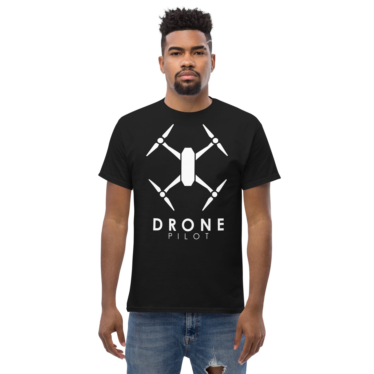 T-shirts Homme - Pilote de Drone - Logo Blanc