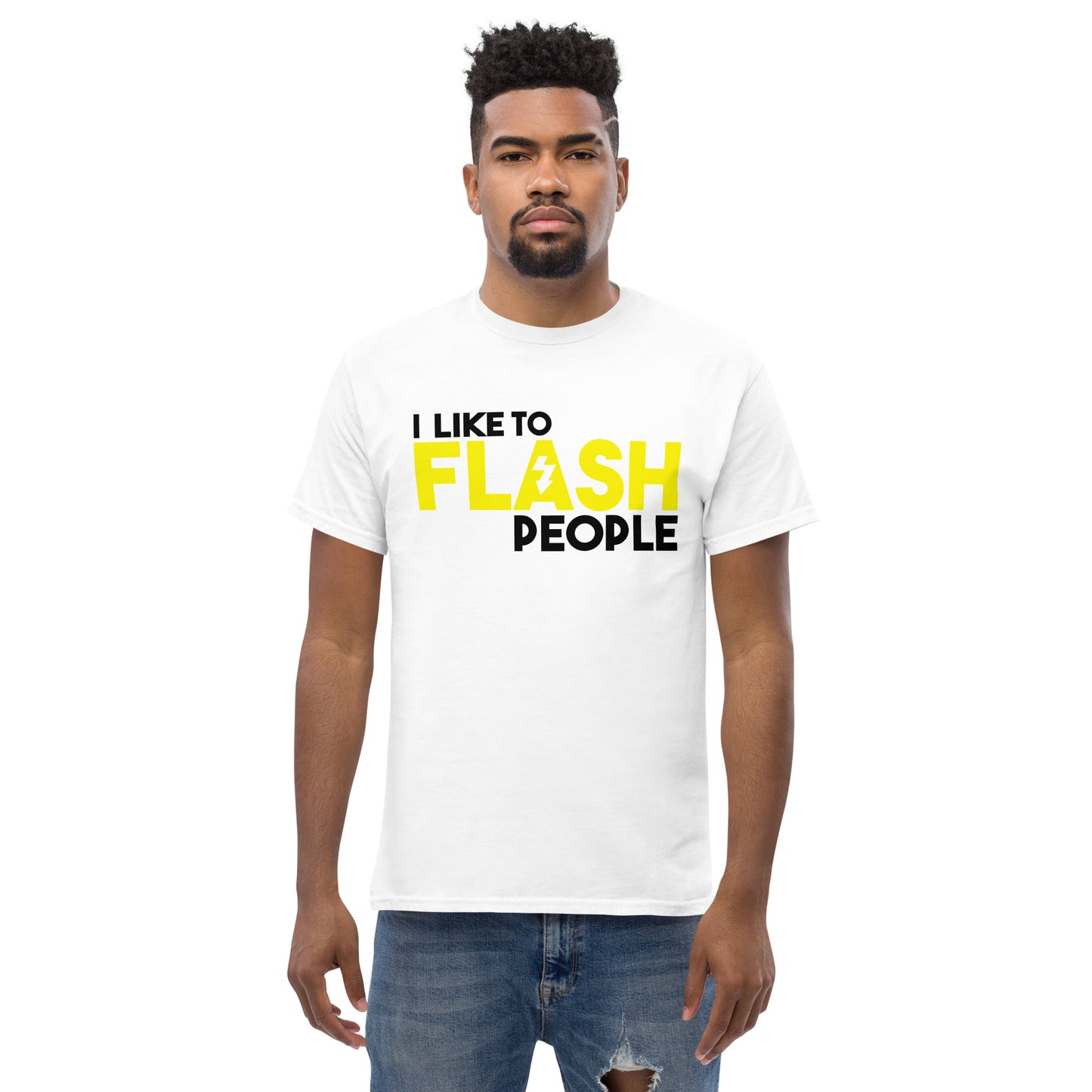 T-shirts Homme - J'aime flasher - Logo Blanc