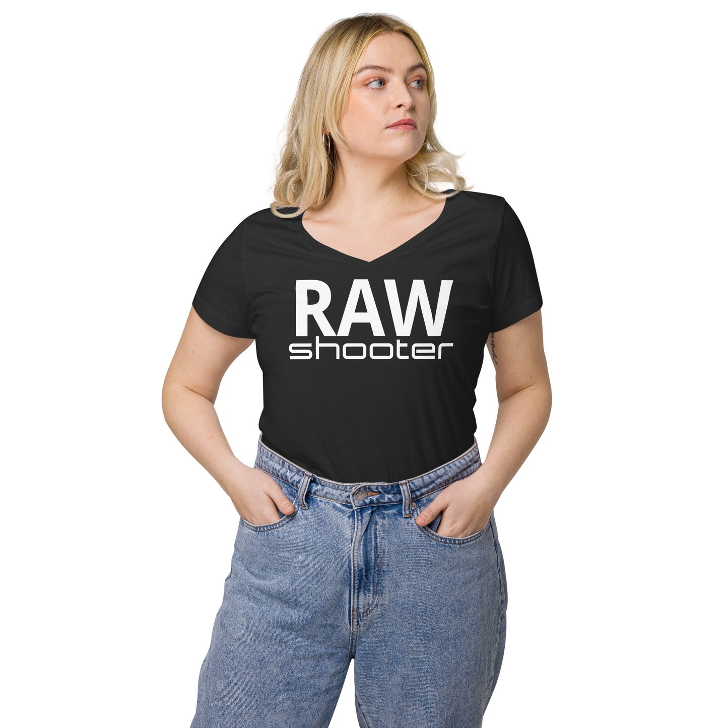 T-shirt col V ajusté femme