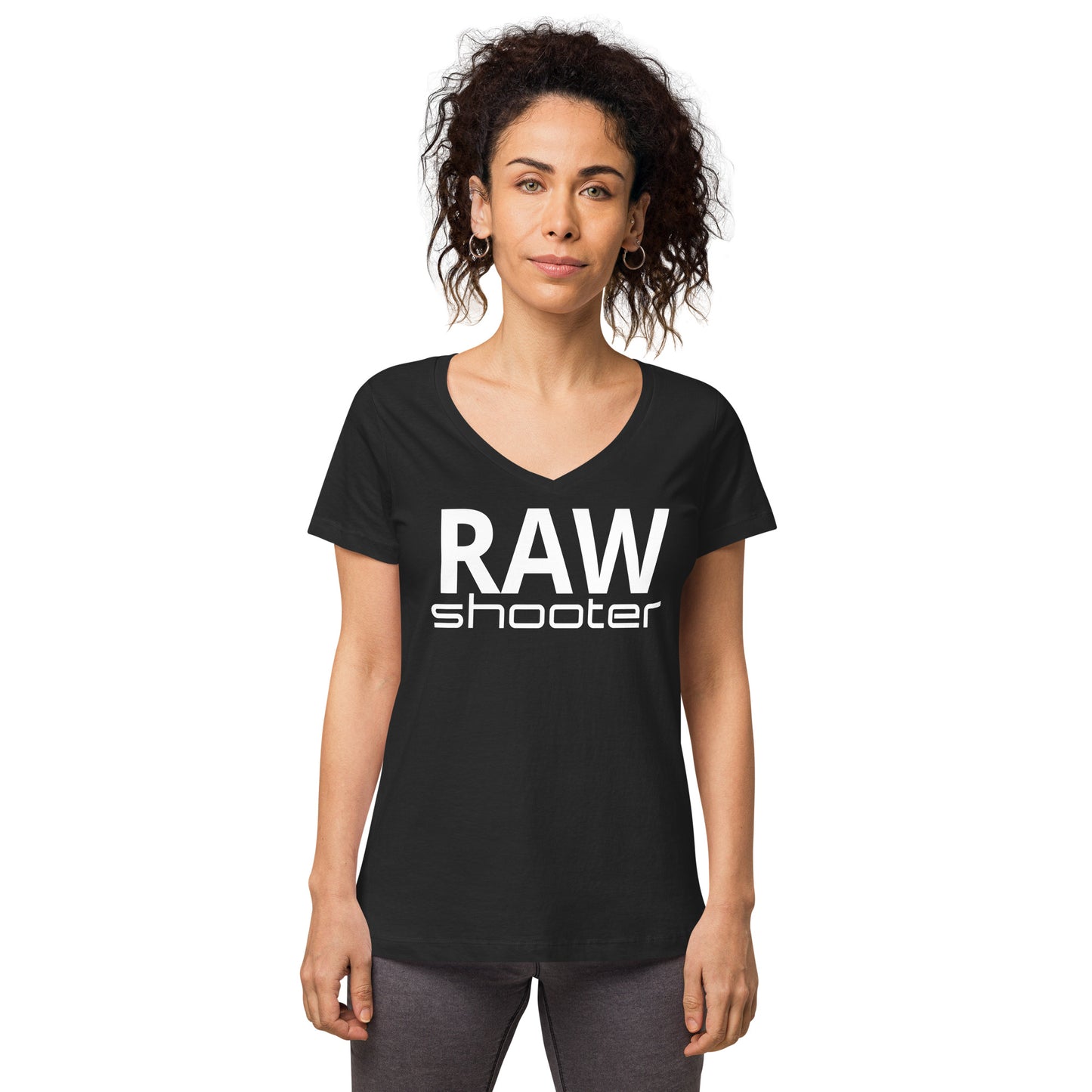 T-shirt col V ajusté femme
