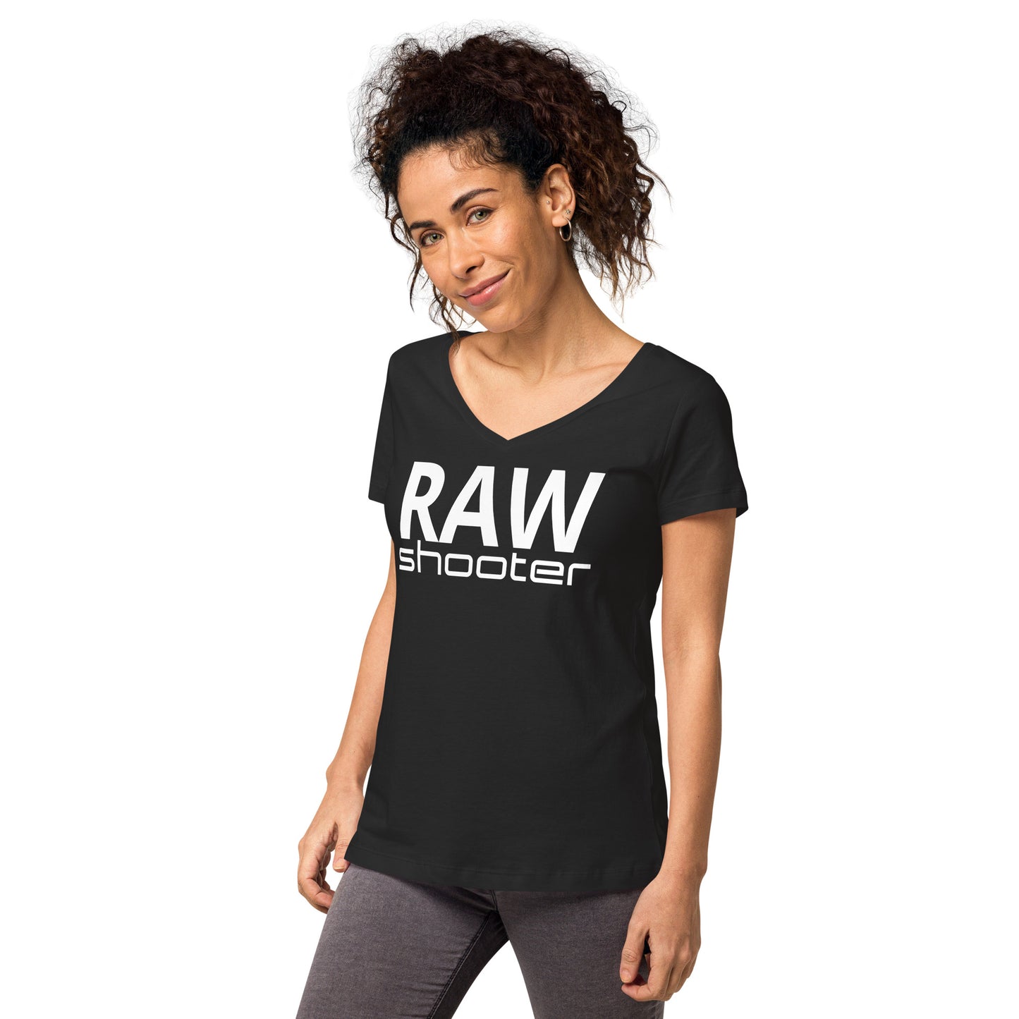 T-shirt col V ajusté femme