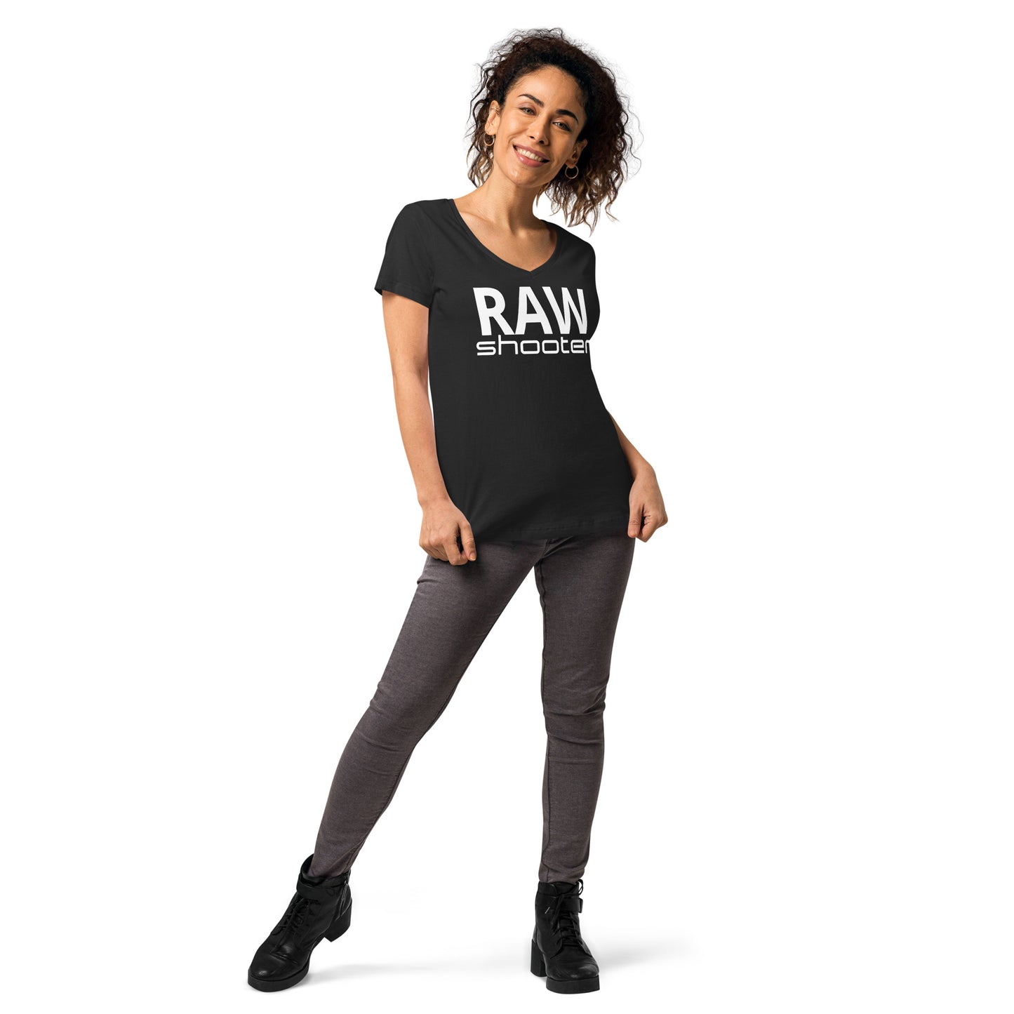T-shirt col V ajusté femme