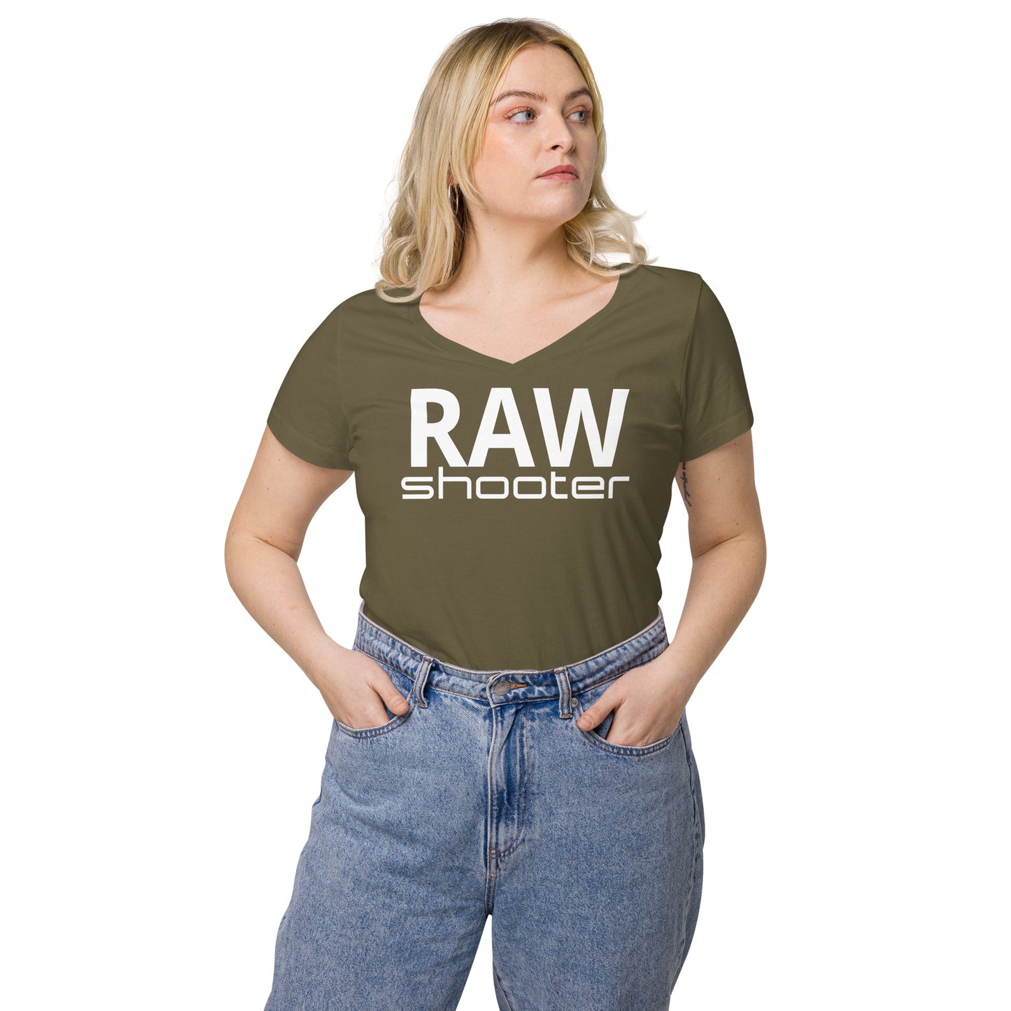 T-shirt col V ajusté femme