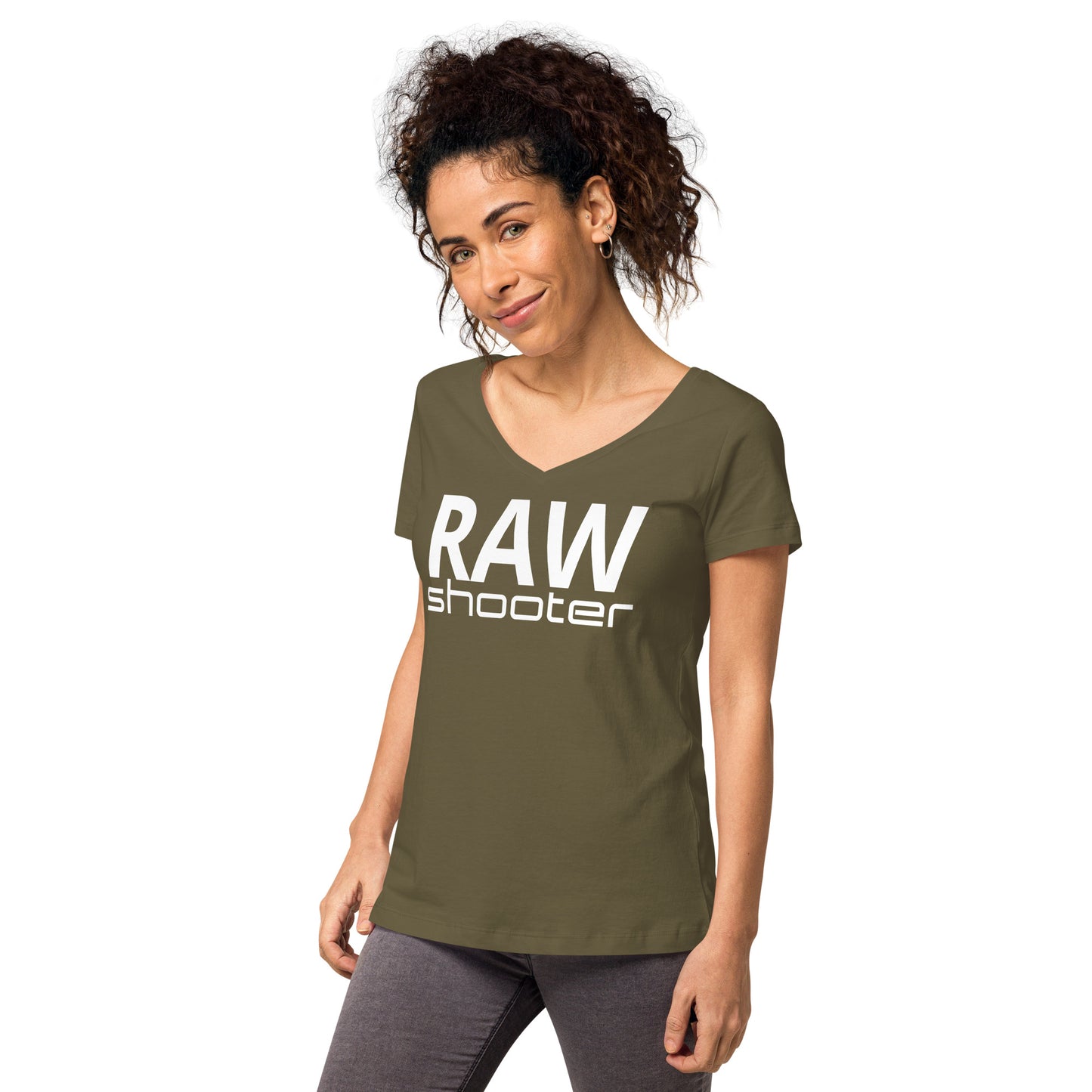 T-shirt col V ajusté femme