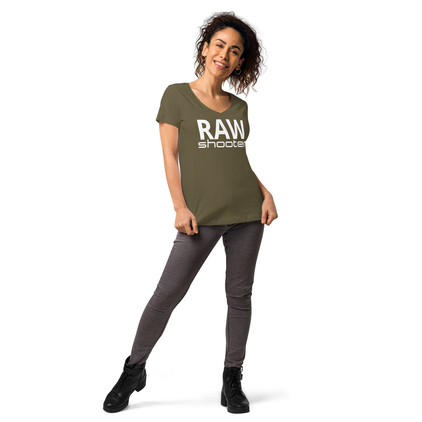 T-shirt col V ajusté femme