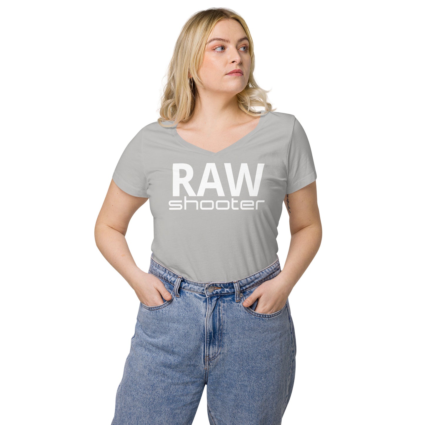 T-shirt col V ajusté femme