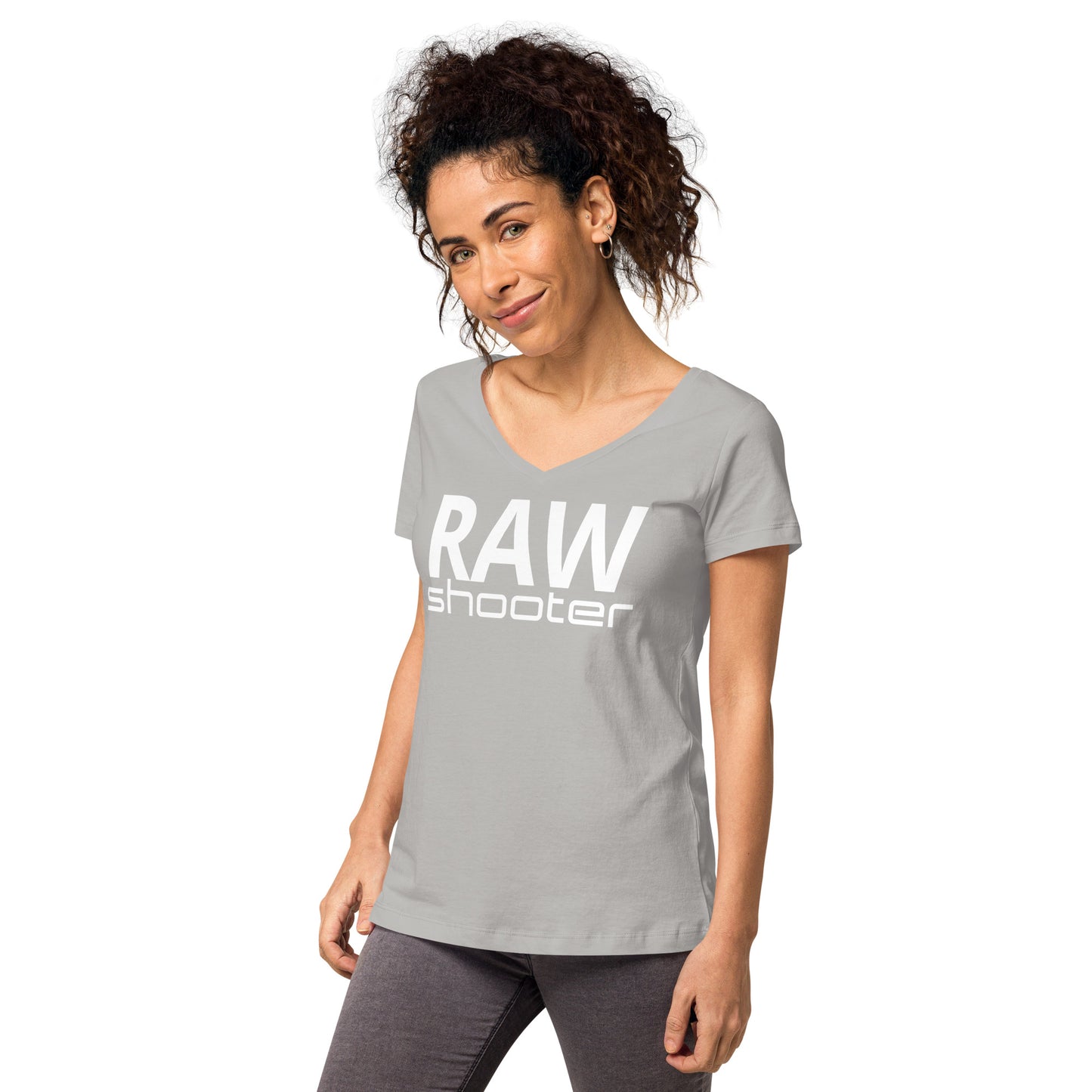 T-shirt col V ajusté femme