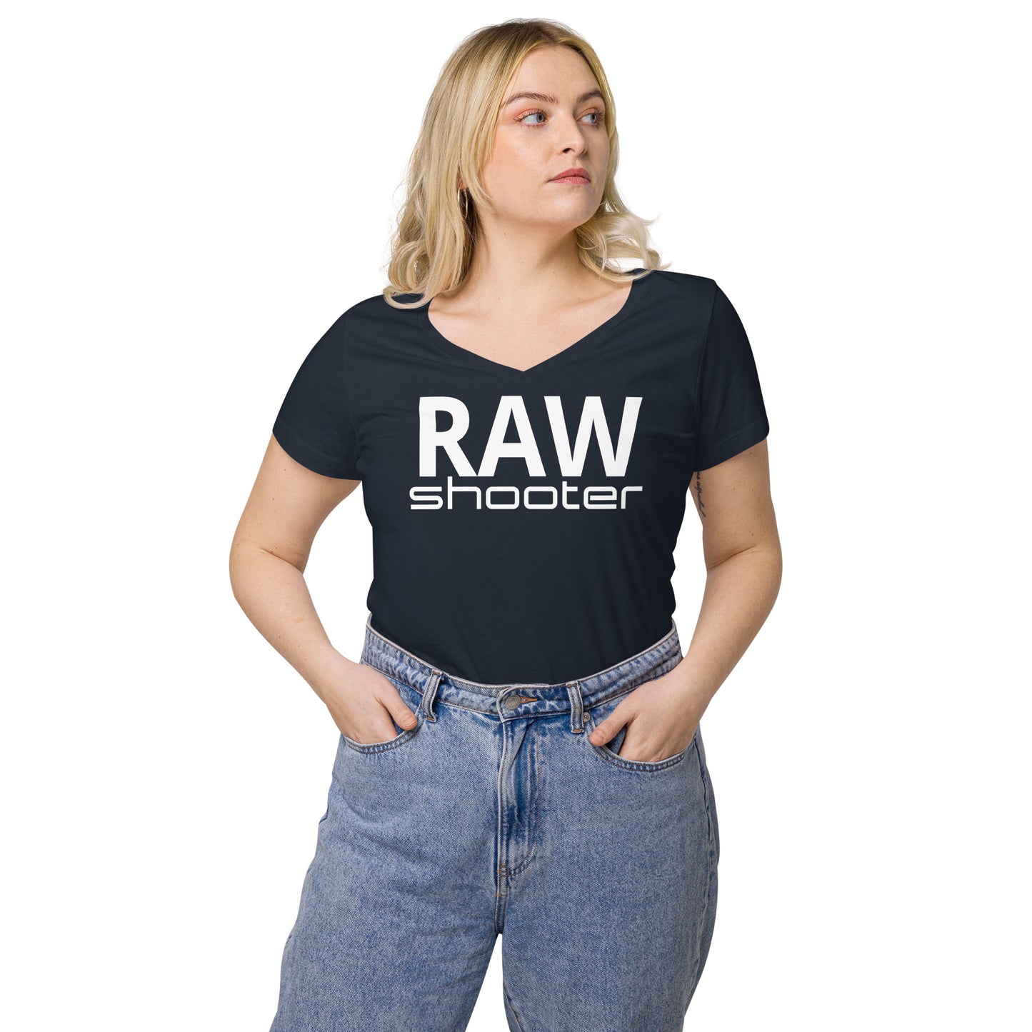 T-shirt col V ajusté femme