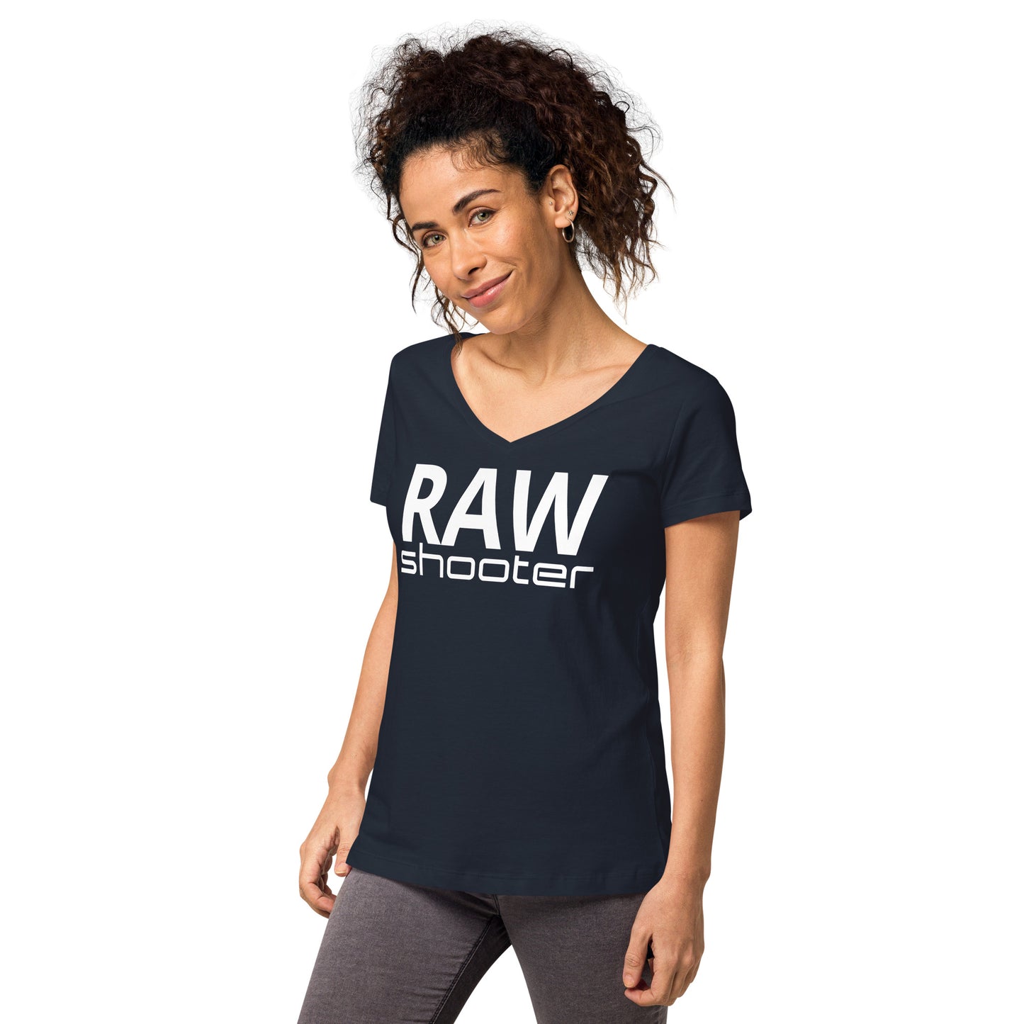 T-shirt col V ajusté femme