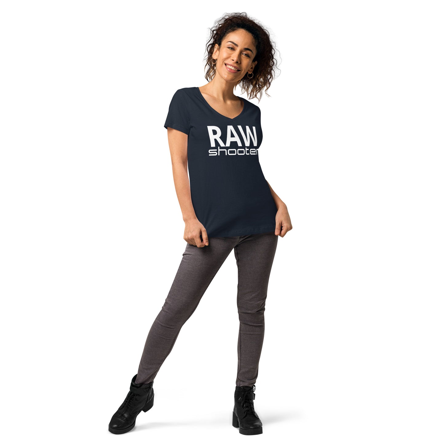 T-shirt col V ajusté femme