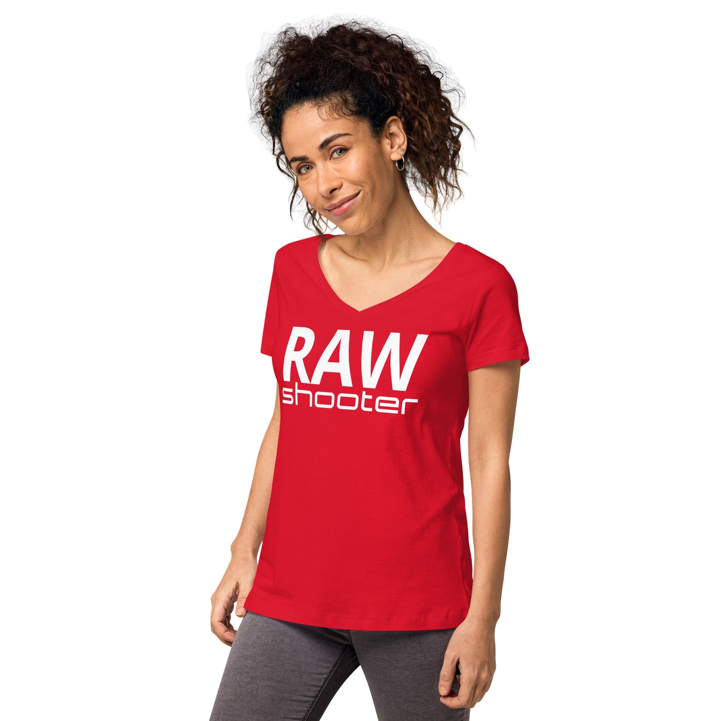 T-shirt col V ajusté femme