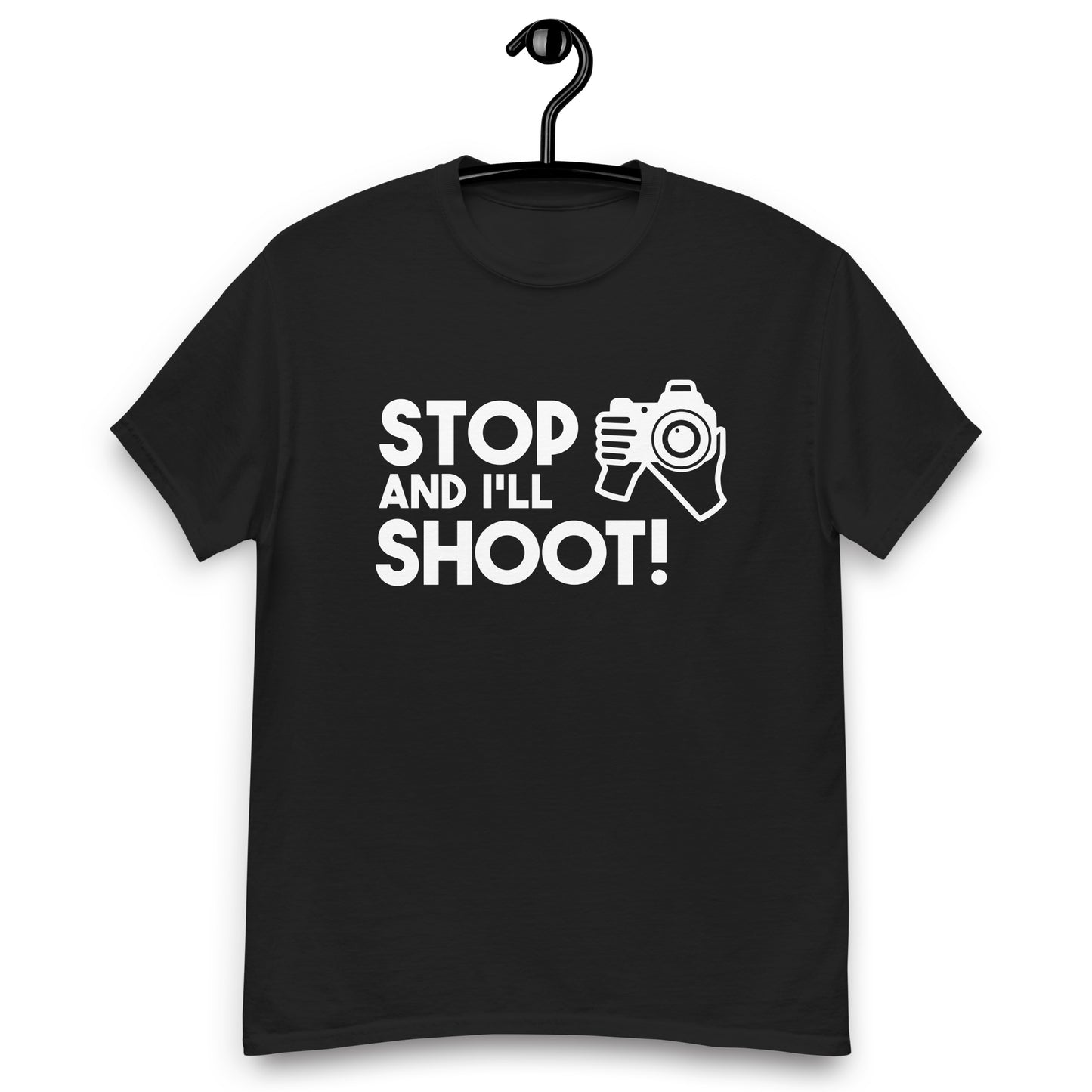 Men Tees - Stop and i'll shoot - White Logo
