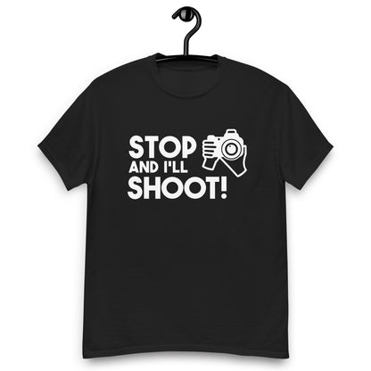 Men Tees - Stop and i'll shoot - White Logo