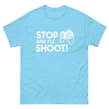 Men Tees - Stop and i'll shoot - White Logo