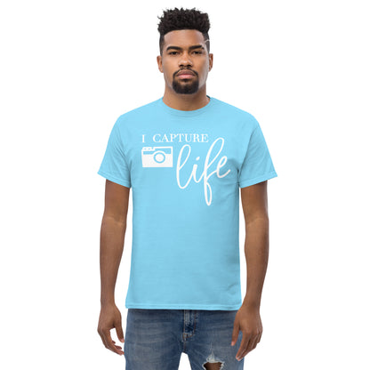 Männer-T-Shirts - Ich nehme das Leben auf - Weißes Logo