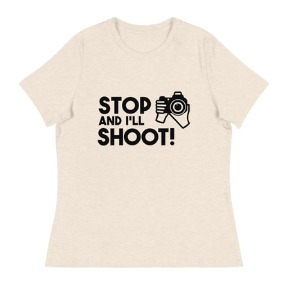 Girl Tees - Stop and i'll shoot - Black Logo