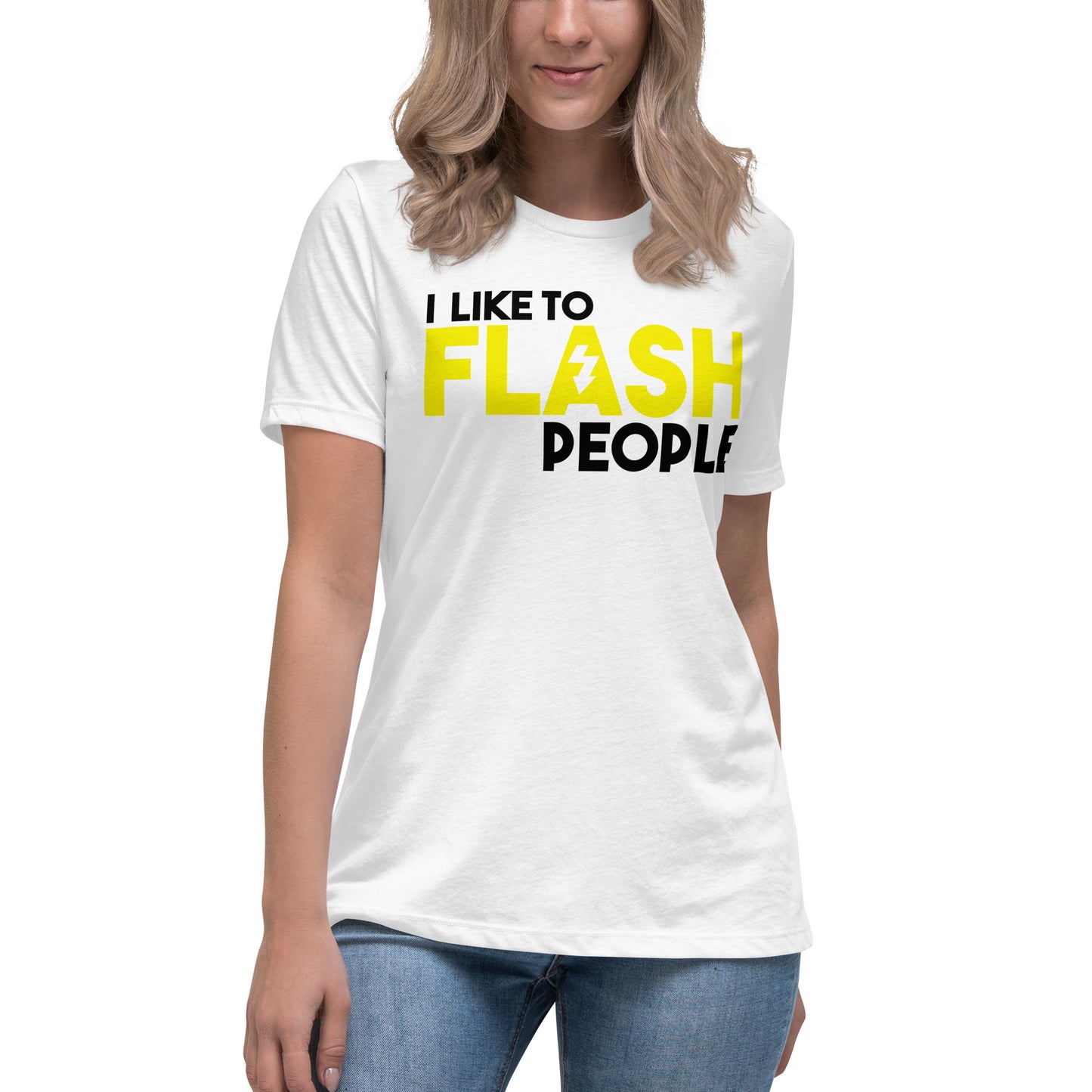 Mädchen-T-Shirts - Ich mag es, Leute zu blinken - Schwarzes Logo
