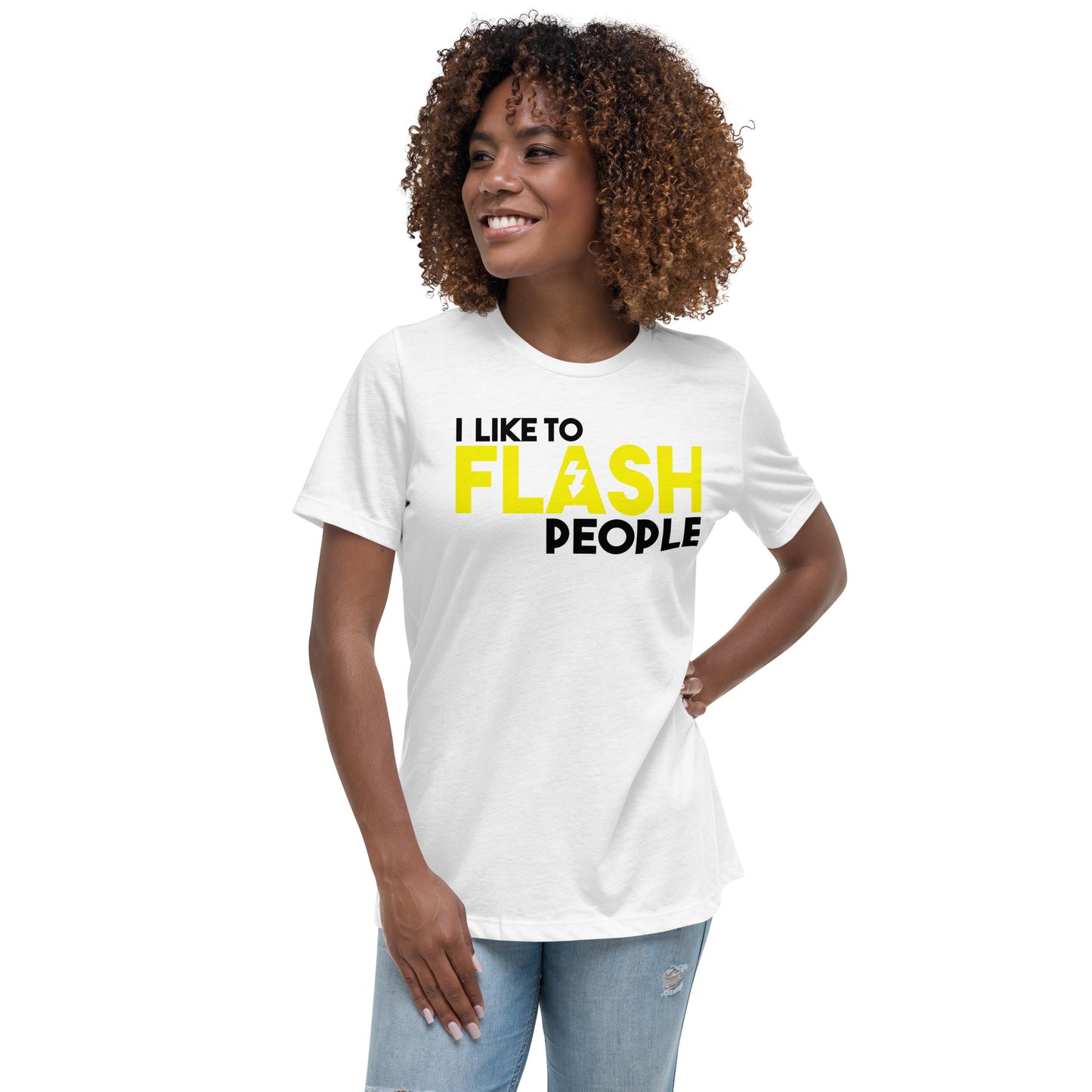 Mädchen-T-Shirts - Ich mag es, Leute zu blinken - Schwarzes Logo